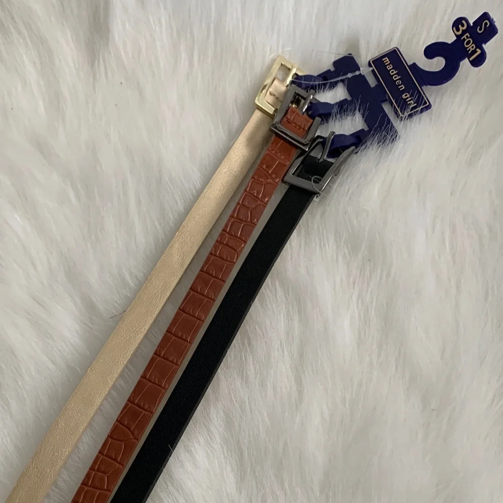 Madden Girl Multicolor Belts Gold, Brown, Black